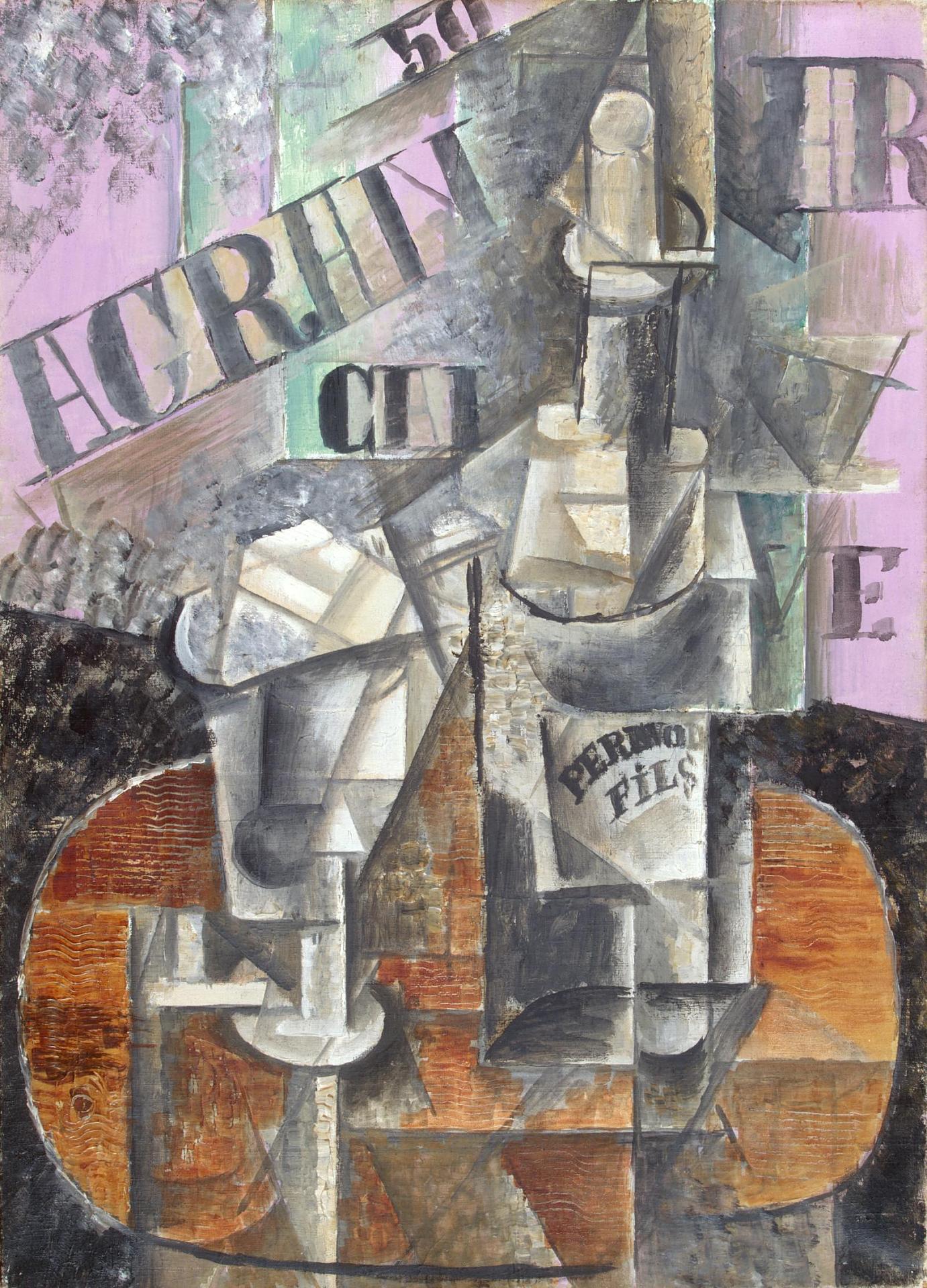 Picasso Table in a Cafe. Bottle of Pernod 1912